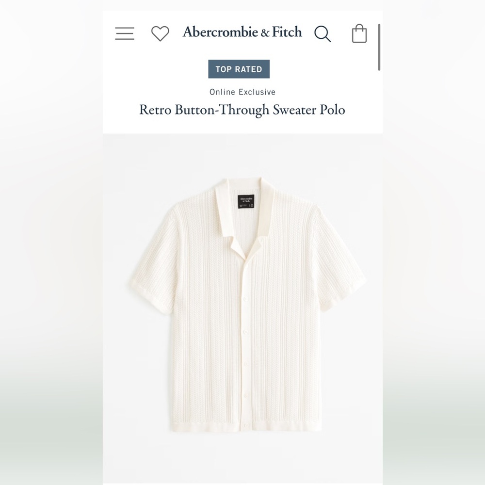 New with Tags! Abercrombie & Fitch Men’s Retro Button-Through Sweater Polo (M)